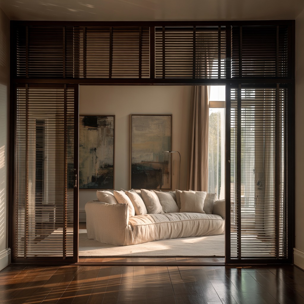 Elegant window with custom blinds and curtains